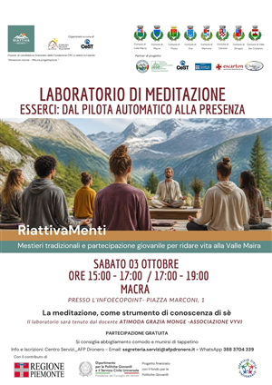 Laboratorio di meditazione
Esserci: dal pilota automatico alla presenza